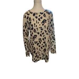 Tickled Teal Long Sleeve Lightweight Animal Print Women's Blouse Size Small